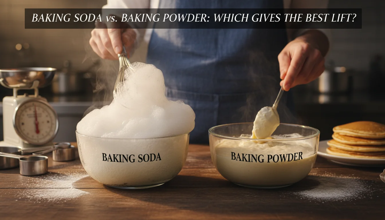 Baking soda fizzing and bubbling vigorously in a glass bowl after being mixed with white vinegar.