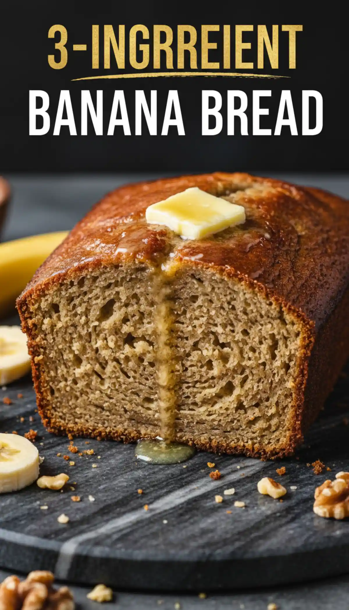 Beginner Proof 3 Ingredient Banana Bread