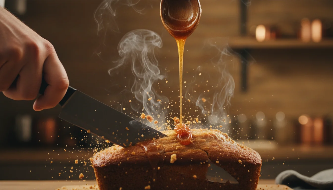 A person mashing ripe bananas and mixing them into a bowl of batter to make banana bread.