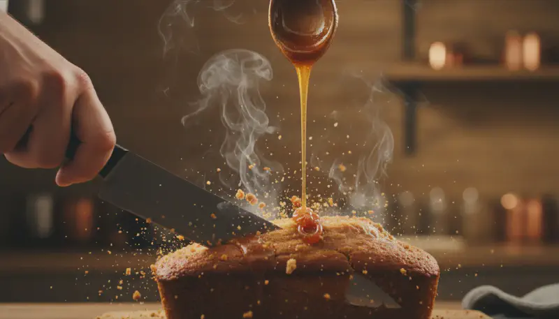 A person mashing ripe bananas and mixing them into a bowl of batter to make banana bread.