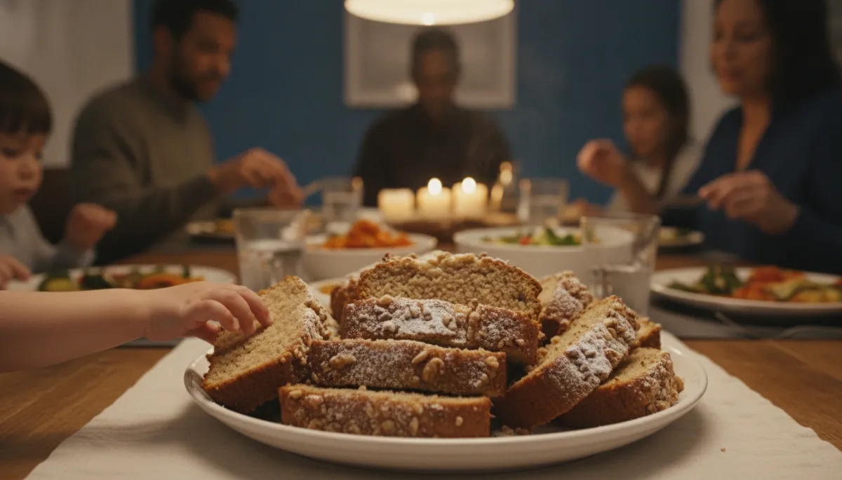 A slice of perfectly baked, golden-brown banana bread with a light and airy crumb structure