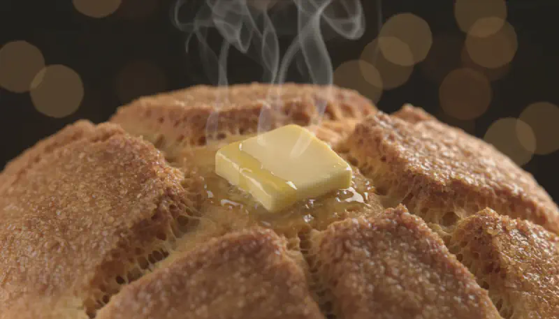 Rustic whole brown sugar butter loaf on a wooden board