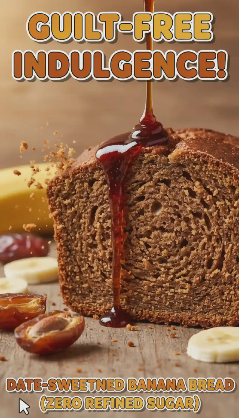 Healthy banana bread slice ready for pinterest