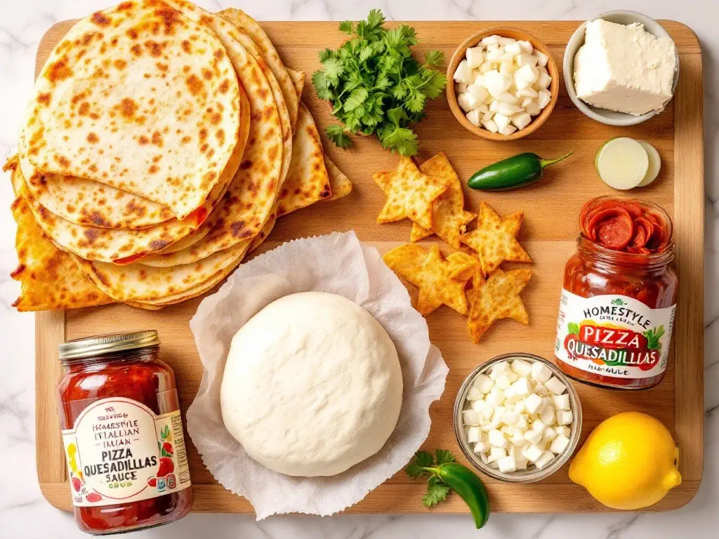 All the ingredients you need for the Easy and Quick Pizza Quesadillas Recipe