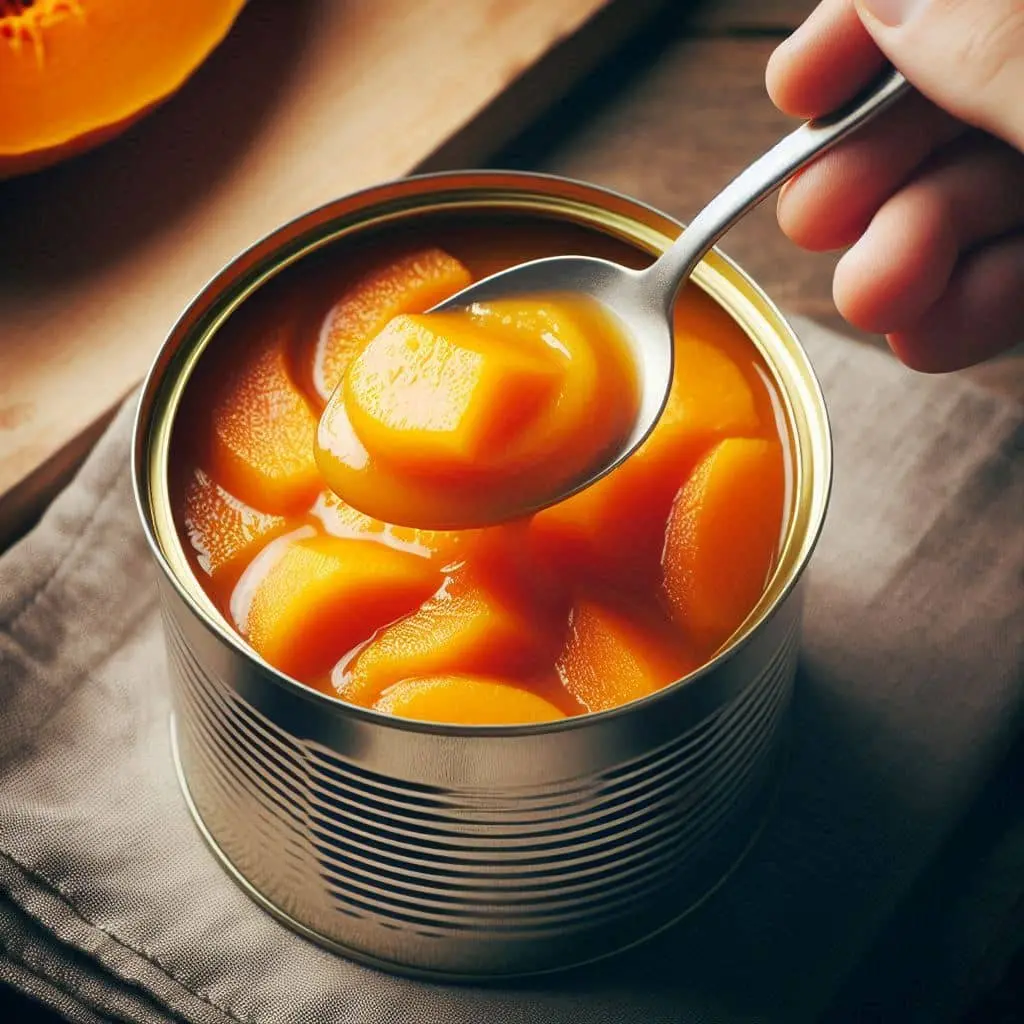 Canned pumpkin ready for baking