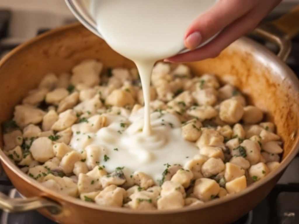 Making the creamy sauce for Marry Me Chicken Pasta