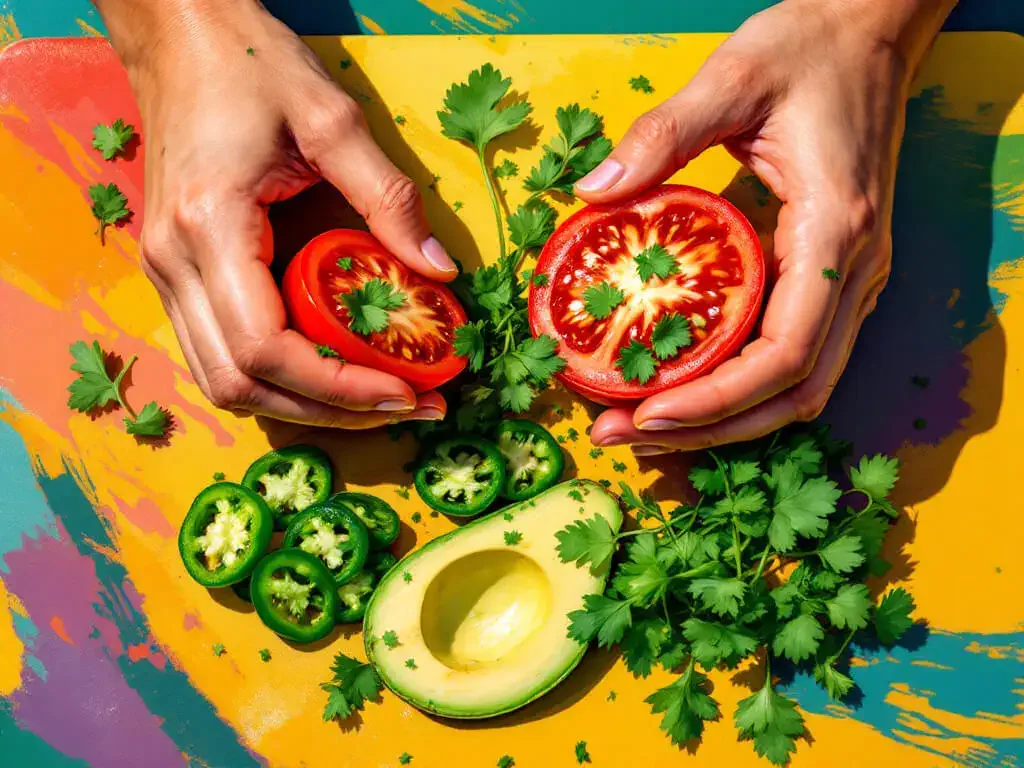 Making the avocado salsa-Shrimp Tacos with Avocado Salsa (1)