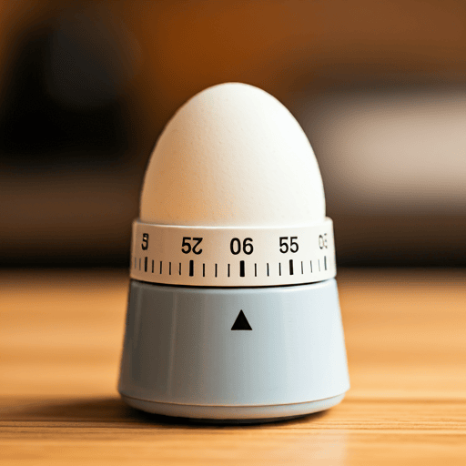 A timer set for the perfect hard-boiled egg cooking time.