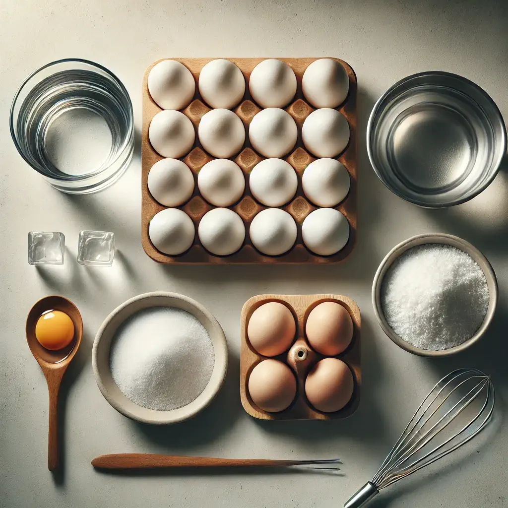 Ingredients for making perfect hard-boiled eggs.