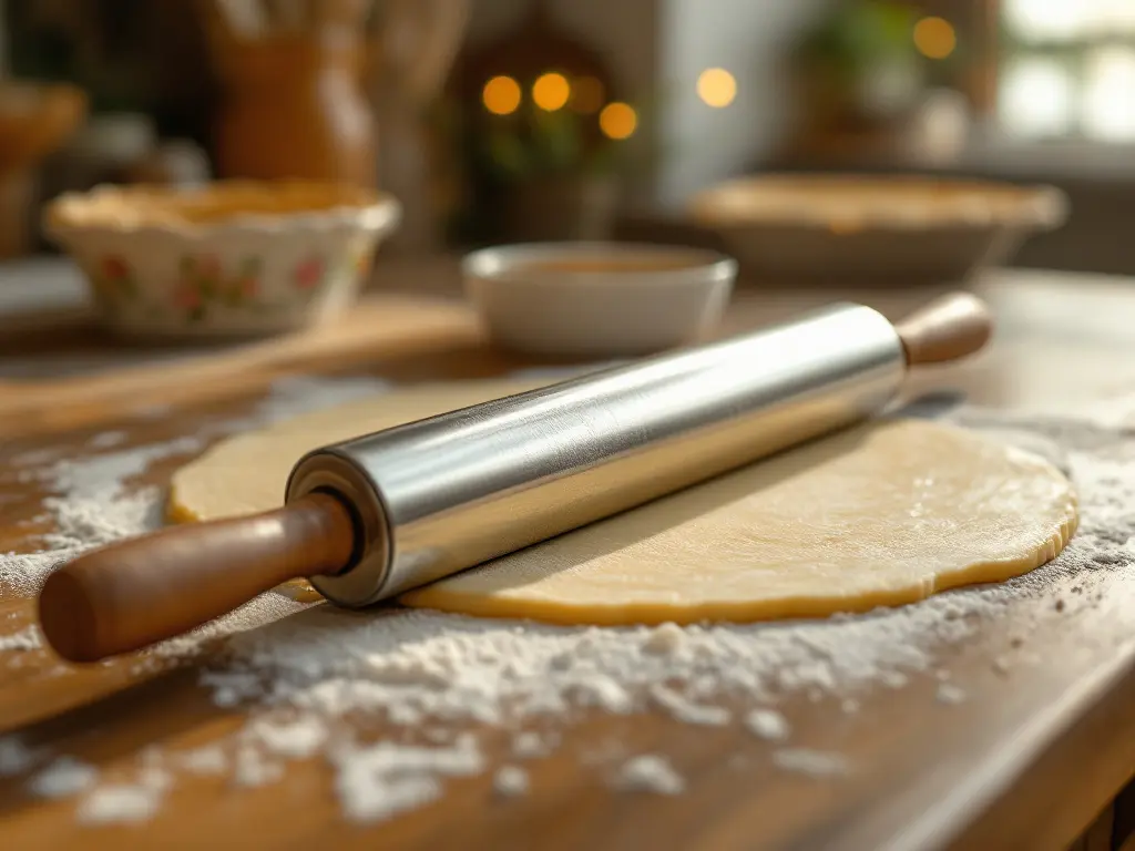 Rolling out homemade pie crust for pumpkin pie