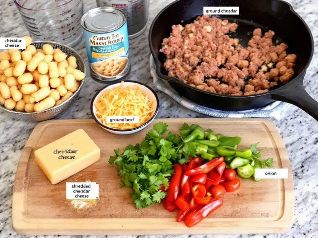 Ingredients for tater tot casserole