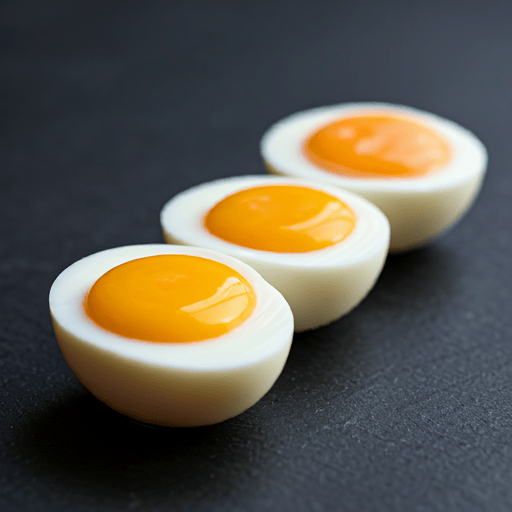 Hard-boiled egg yolks showing different levels of doneness.